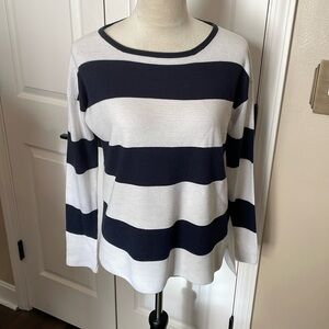 Vince Black & White Striped Cashmere Blend Tunic